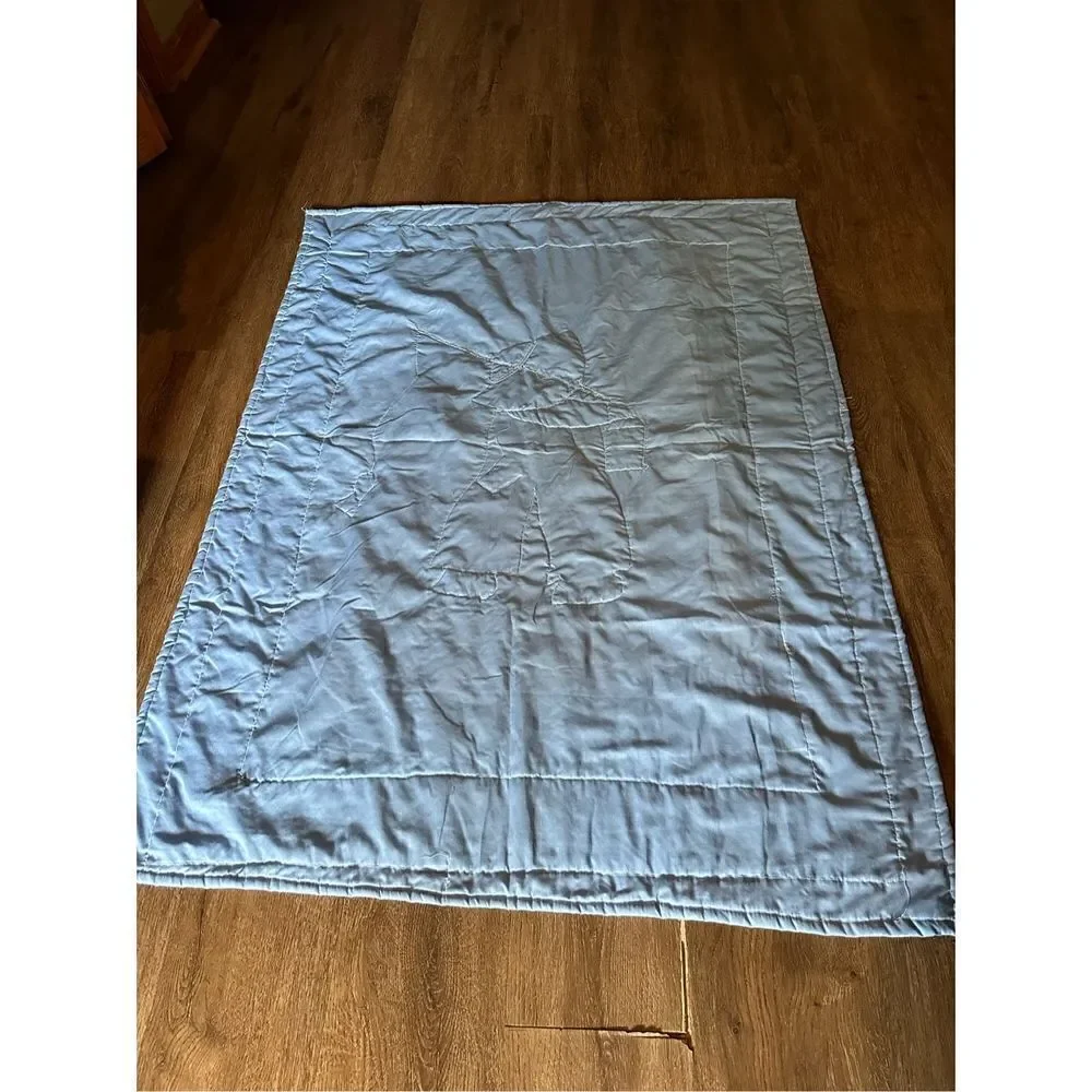 Vintage Handmade Plaid Fishing Child Quilt Blanket Decor 49”x37” Multi Color EUC